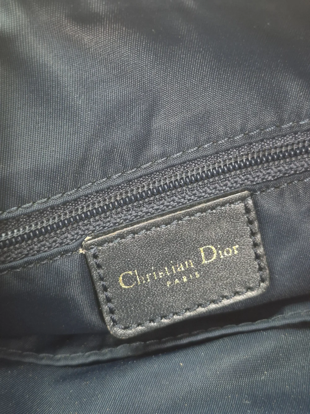 Dior Navy Monogram Canvas Satchel with Gold Hardware - Picture 6 of 13